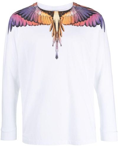 Marcelo Burlon Wings-print Long-sleeve T-shirt - White