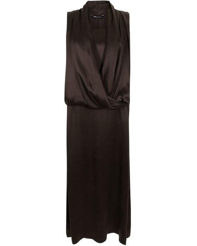UMA | Raquel Davidowicz Draped-detail Silk Dress - Black
