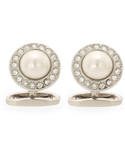 Dolce & Gabbana Embellished Dome Cufflinks - Natural