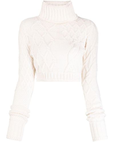 Monse Cropped Roll-neck Wool Sweater - White