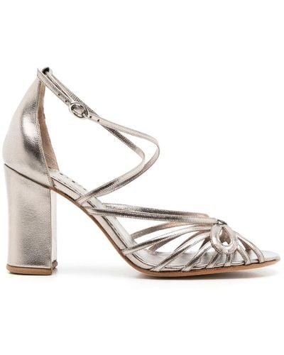 Sarah Chofakian Miuccia 90mm Caged-design Sandals - Metallic