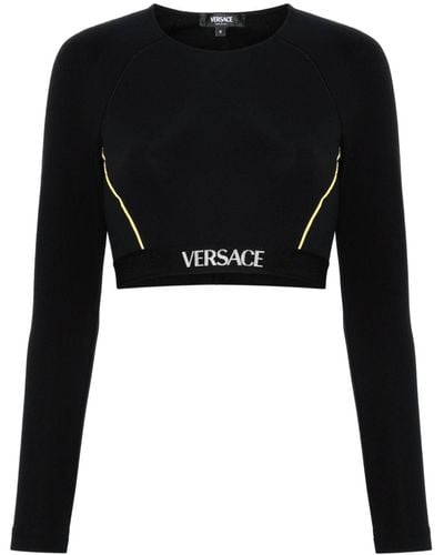 Versace Sportoberteil mit Logo-Bund - Schwarz