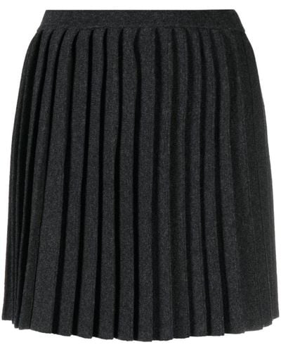 Claudie Pierlot Mélange-effect Pleated Knit Skirt - Black