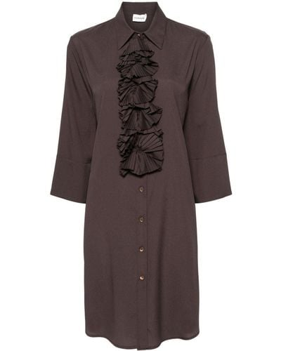 P.A.R.O.S.H. Ruffled-detail A-line Dress - Brown