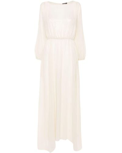 Peserico Lamé Sheer Maxi Dress - White