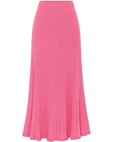 Anna Quan Amber Ribbed-knit Cotton Skirt - Pink