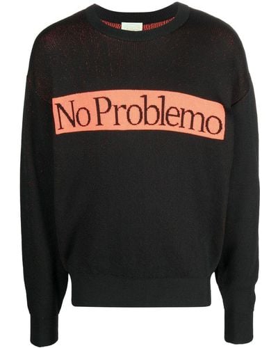 Aries No Problemo Intarsia-knit Sweater - Black