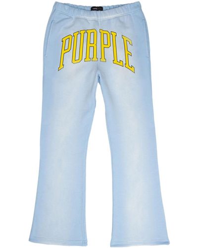 Purple Brand Pantalon de jogging à logo imprimé - Bleu