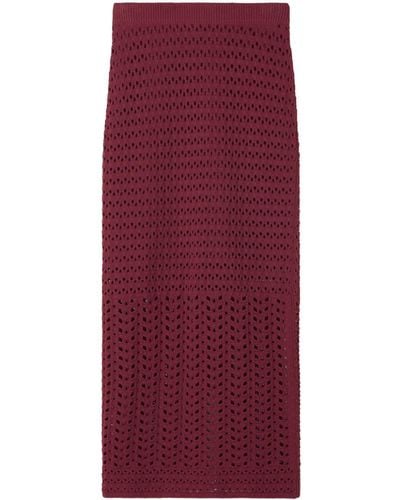 St. John Crochet-knit Midi Skirt - Red