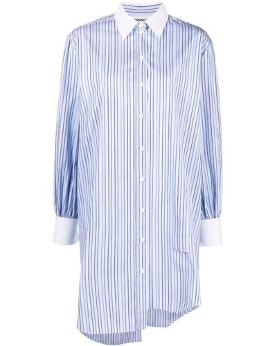 Moschino Striped Asymmetric Shirt Dress - Blue
