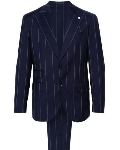 Luigi Bianchi Striped Single-breasted Suit - Blue