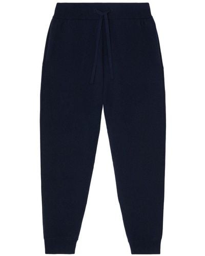 Burberry Pantalones de chándal con logo bordado - Azul
