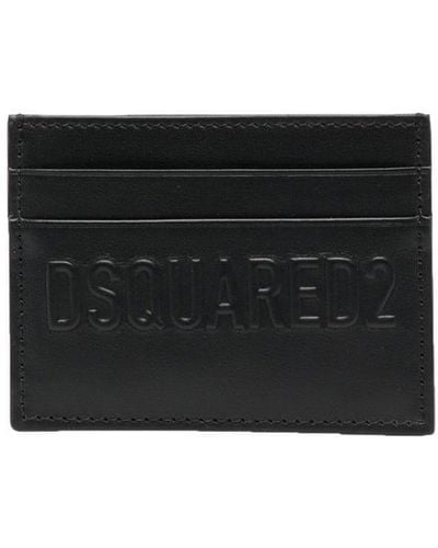 DSquared² Porte-cartes en cuir à logo embossé - Noir