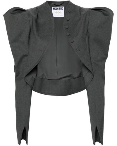 Moschino Puff-sleeves Virgin Wool Jacket - Black