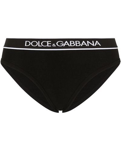 Dolce & Gabbana Logo-waistband Ribbed Briefs - Black
