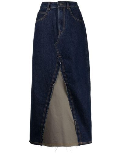 Izzue Panelled High-waisted Skirt - Blue