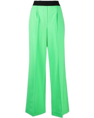 MSGM Pantalon ample à taille à logo - Vert