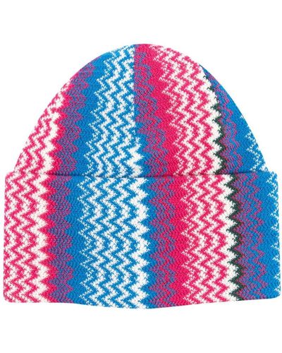 Missoni Zigzag-embroidery wool-blend beanie - Rosso