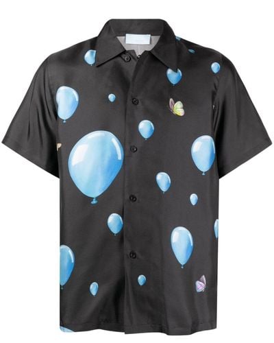 3.PARADIS Balloon-motif Silk Shirt - Black