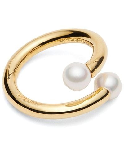 Ambush Small Barbell Faux Pearl-embellished Ring - Metallic