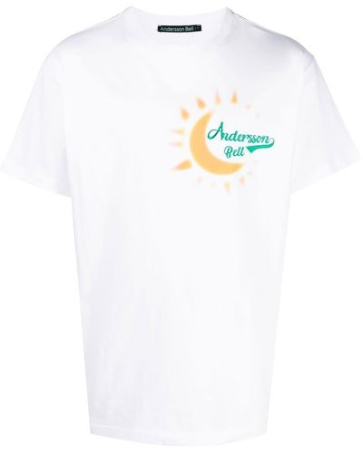 ANDERSSON BELL Logo-embroidered Graphic T-shirt - White