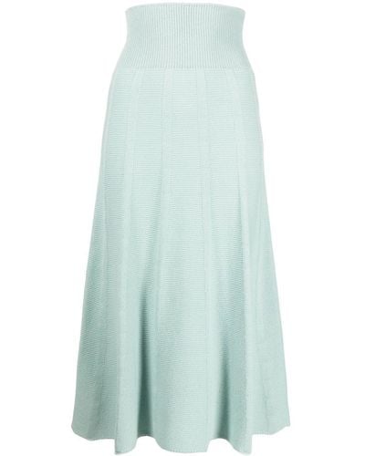 Colombo Cashmere Pleated Midi Skirt - Blue
