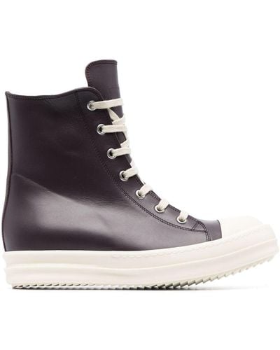Rick Owens High-top Leather Sneakers - Purple