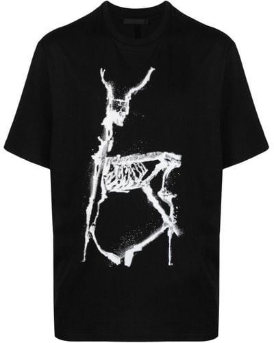 HELIOT EMIL Deluge-print Cotton T-shirt - Black