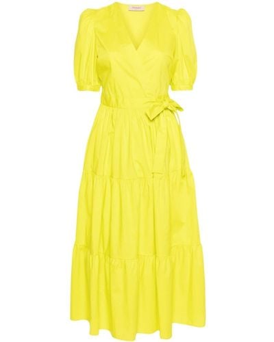 Twin Set Poplin Midi Dress - Yellow