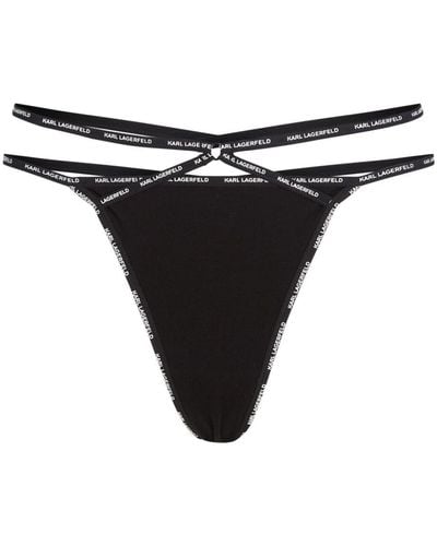 Karl Lagerfeld Logo-tape Strappy Briefs - Black