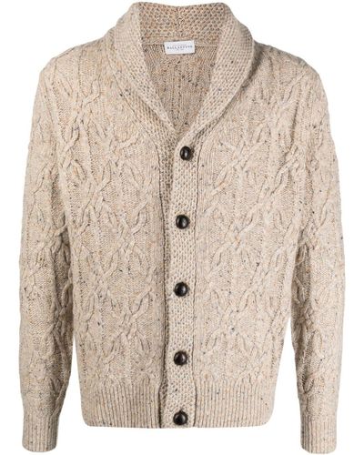 Ballantyne Speckled-knit Long-sleeved Cardigan - Natural