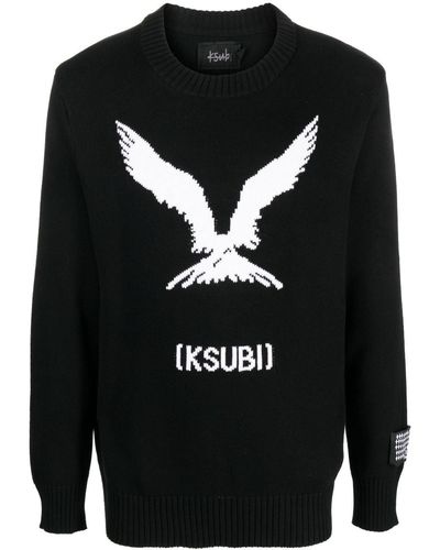 Ksubi Logo-intarsia Knitted Cotton Jumper - Black