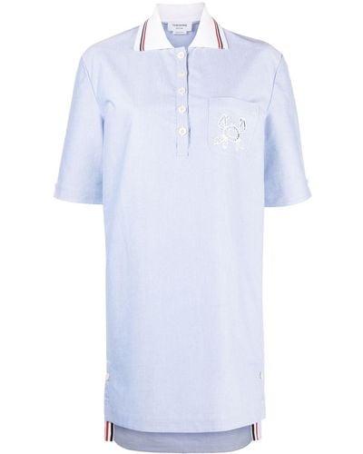 Thom Browne Embroidered Cotton Polo Minidress - White