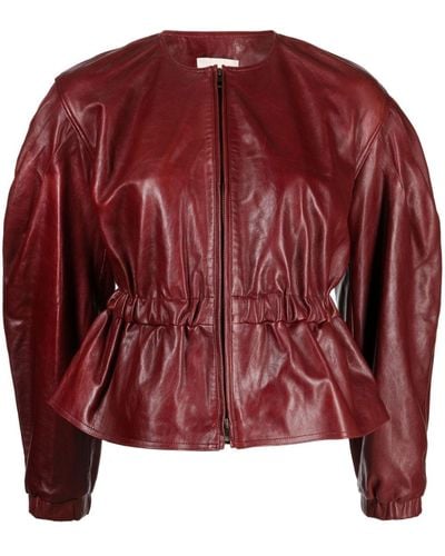 Ulla Johnson Puff-sleeve Leather Jacket - Red