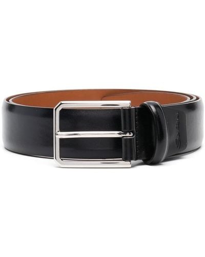 Santoni Bucke-fastening Leather Belt - Black
