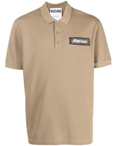 Moschino Logo-patch Cotton Polo Shirt - Natural