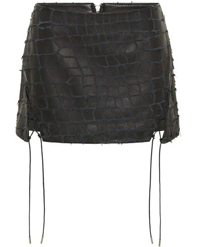Dion Lee Snakeskin-effect Leather Skirt - Black