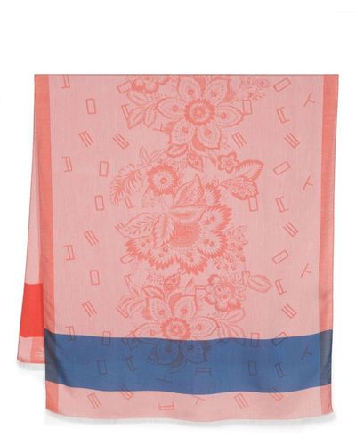 Etro Ausgefranster Schal mit Jacquard-Logo - Pink