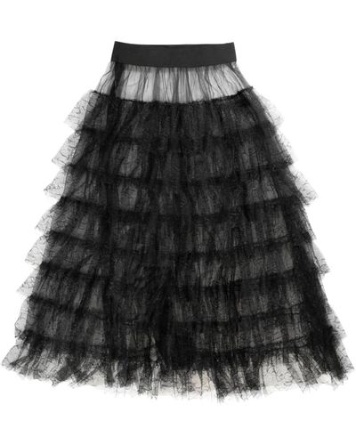 Uma Wang Ruffled Lace Skirt - Black