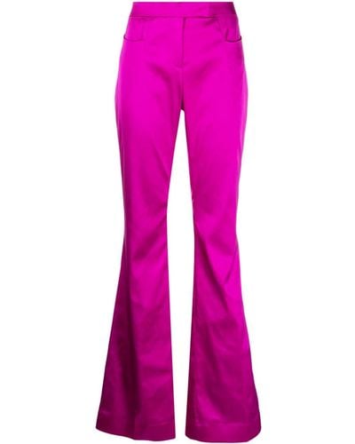 Tom Ford Pantalon en satin à coupe évasée - Violet