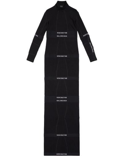 Balenciaga Paneled Cotton Maxi Dress - Black