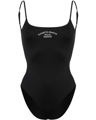 Elisabetta Franchi Logo-print High-cut Swimsuit - Black
