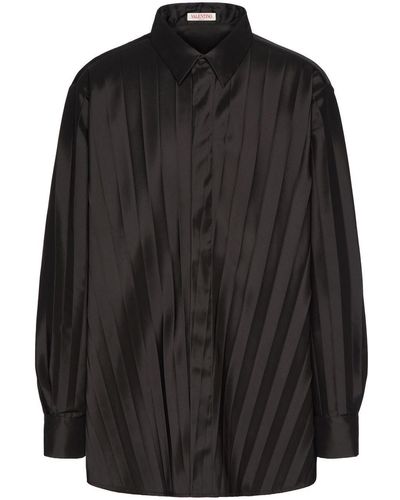Valentino Garavani Pleated Long Sleeves Shirt - Black