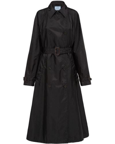 Prada Manteau Re-Nylon à patch logo - Noir