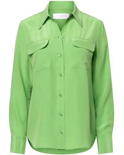 Equipment Camisa Slim Signature de seda - Verde