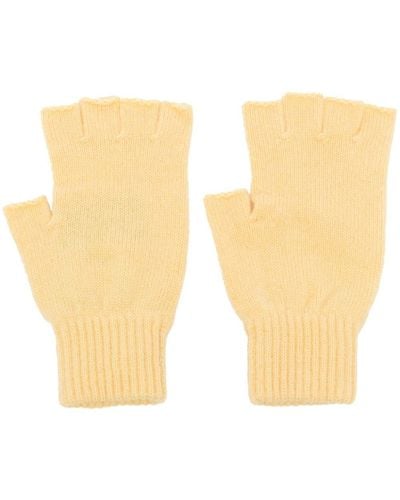 Pringle of Scotland Fingerlose Handschuhe mit Rippmuster - Weiß