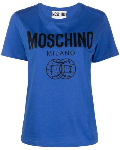 Moschino T-shirt Met Logoprint - Blauw