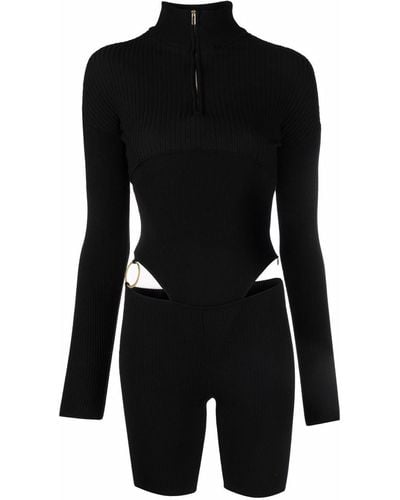 Jacquemus Cut-out Knitted Playsuit - Black