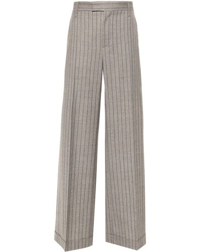 Brunello Cucinelli Striped Mid-rise Tailored Trousers - Grey