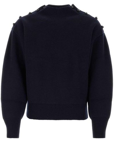 Salvatore Ferragamo ネイビー ニットセーター セール】 【MEN】【ウォッシャブル】ストレッチ カラーニット